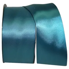 JAM Paper 2.5'' x 50yd. Double Face Satin Ribbon Teal