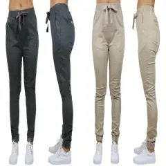 Galaxy By Harvic Loose Fit Stretch Twill Women's Joggers 2 Pack Dark Grey/Khaki