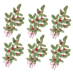 22.5" Frosted Fabric Holly Berry Sprays, 6ct.