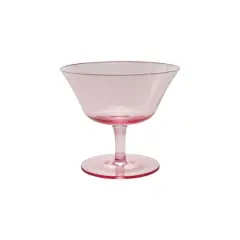 Hello Honey 8-Ounce Stemmed Coupe Glass with White Rim, Pink, Set of 4