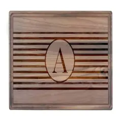Stripe Monogram Walnut Cutting Board A