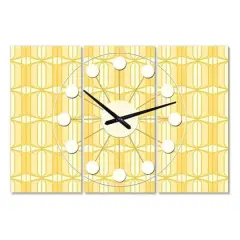 Designart Retro Ornamental Design III Oversized Mid-Century Modern Multipanel Wall Clock