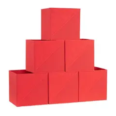 Household Essentials Storage Cubes with Diagonal Handle, 6ct. Red