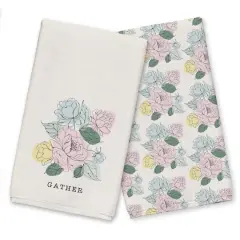 Floral Sketch Gather Tea Towel Set