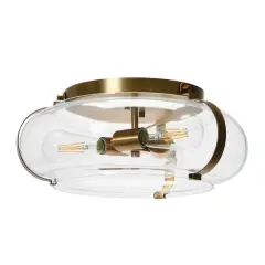 Hello Honey&reg; Robert Stevenson Lighting Alston Brushed Bronze Flush Mount Glass & Metal Ceiling Light