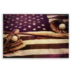 Stupell Industries American Flag Stripes Stars Baseball Mitt Sports Motif Wall Plaque Art