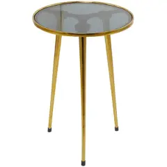 22" Aluminum Tripod Legs Accent Table with Shaded Glass Top Gold