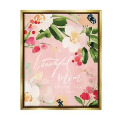 Stupell Industries Beautiful Mom Floral Mother's Day Floater Framed Art Gold