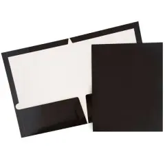 JAM Paper Glossy Laminated Two Pocket Folders, 100ct. Black