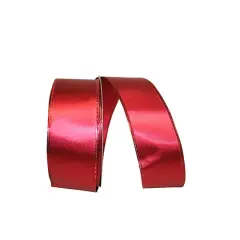 JAM Paper 2.5" x 50yd. Scarlet Wired Plastic Ribbon