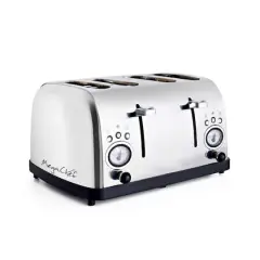 MegaChef Silver & Rose Gold 4 Slice Wide Slot Toaster with Variable Browning
