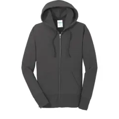 Port & Company&reg; Ladies Core Fleece Full-Zip Hooded Sweatshirt Charcoal