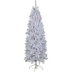 6.5ft. Pre-Lit Slim Geneva White Spruce Artificial Christmas Tree, Pink Lights