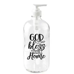 God Bless Our Home Glass Soap Dispenser