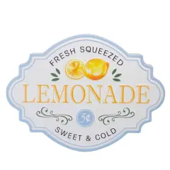 15.25" Yellow & Blue Metal Fresh Squeezed Lemonade Sign Spring Wall D&eacute;cor
