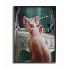 Stupell Industries I'm Beautiful Painted Pig in Mirror Framed Wall Art