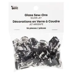 CousinDIY Silver Jet Glass Sew-On Rhinestones, 56ct.