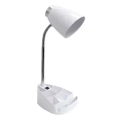LimeLights 18.5" Gooseneck Organizer Desk Lamp with Tablet Stand White