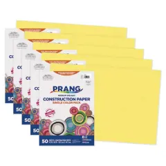 Prang&reg; 12" x 18" Construction Paper, 5 Packs of 50 Sheets Yellow