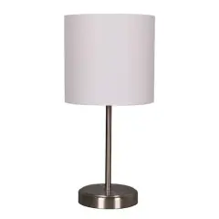 15" Silver Metal Table Lamp with White Fabric Shade by Ashland&reg;