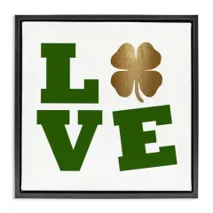 Stupell Industries St Patrick's Day Clover Love Floater Framed Art Black