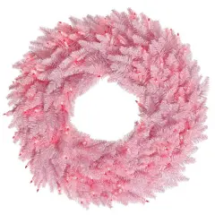 30" Pink LED Lights Light Pink Fir Artificial Christmas Wreath