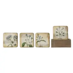 Hello Honey&reg; Floral Coaster Set in Wood Box