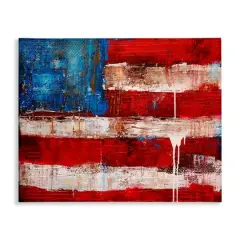 Stupell Industries Rustic United States Flag with Distressed Paint Drip Canvas Wall Art
