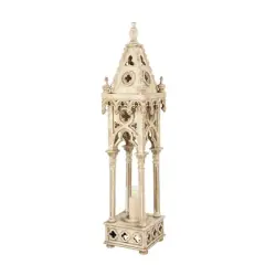 4.5ft. White Wood Vintage Candle Holder Lantern