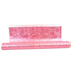 JAM Paper Embossed Floral Foil Wrapping Paper, 20" x 50ft. Azalea