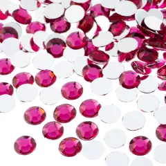 John Bead 8mm Acrylic Round Flat Back Rhinestones, 1,000ct. Fuchsia