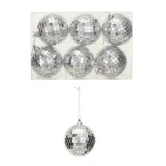 Hello Honey&reg; 6 Pack 3.5" Silver Glass & Foam Disco Ball Ornaments