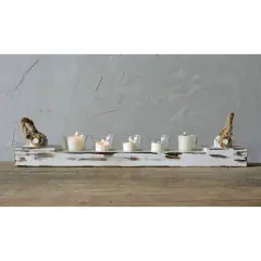 Hello Honey&reg; Distressed White Wood Votive Holder With 5 Glass Inserts