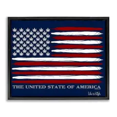 Stupell Industries Herb America Flag Floater Framed Art Black