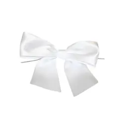 JAM Paper 4" Satin Twist Tie Bows, 50ct. White