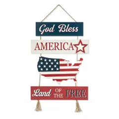 Glitzhome&reg; 21" Patriotic American Sign Door Hanger