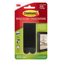 Command&trade; Large Picture Hanging Strips, 4ct. Black