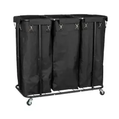 Household Essentials 34" Long Black 3-Bag Rolling Laundry Sorter