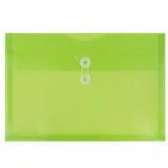 JAM Paper Booklet Plastic Envelopes with Button and String Closure, 108ct. Lime Green