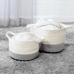 Honey Can Do Black & White Ombr&eacute; Nesting Cotton Rope Storage Basket Set