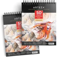 Arteza&reg; 8" x 10" Spiral Drawing Pads, 2ct.
