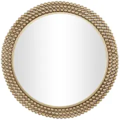 CosmoLiving by Cosmopolitan Brass Metal Ball Wall Mirror with Beaded Detailing 32" x 1" x 32"
