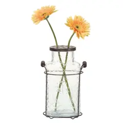 Hello Honey&reg; Glass Vase in Metal Stand with Metal Frog Lid
