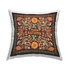 Stupell Industries Hello Autumn on Brown Decorative Printed Throw Pillow