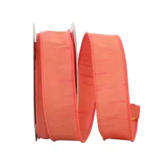 Reliant 1.5" x 20yd. Dupioni Wired Ribbon Coral