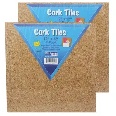 Flipside Products 12" x 12" Natural Cork Tile Pack, 2ct.