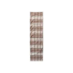 Hello Honey 108" x 14" Cream, Brown & Orange Plaid Woven Cotton Table Runner