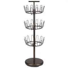 Household Essentials 38" Brown 3-Tier Revolving Shoe Tree
