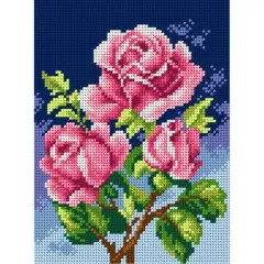 Orchidea Needlepoint Canvas For Halfstitch Without Yarn Pink Roses - Printed Tapestry Canvas