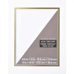 11" x 14" White & Gold Double Mat by Studio D&eacute;cor&reg;, 8.5" x 11" Opening Size